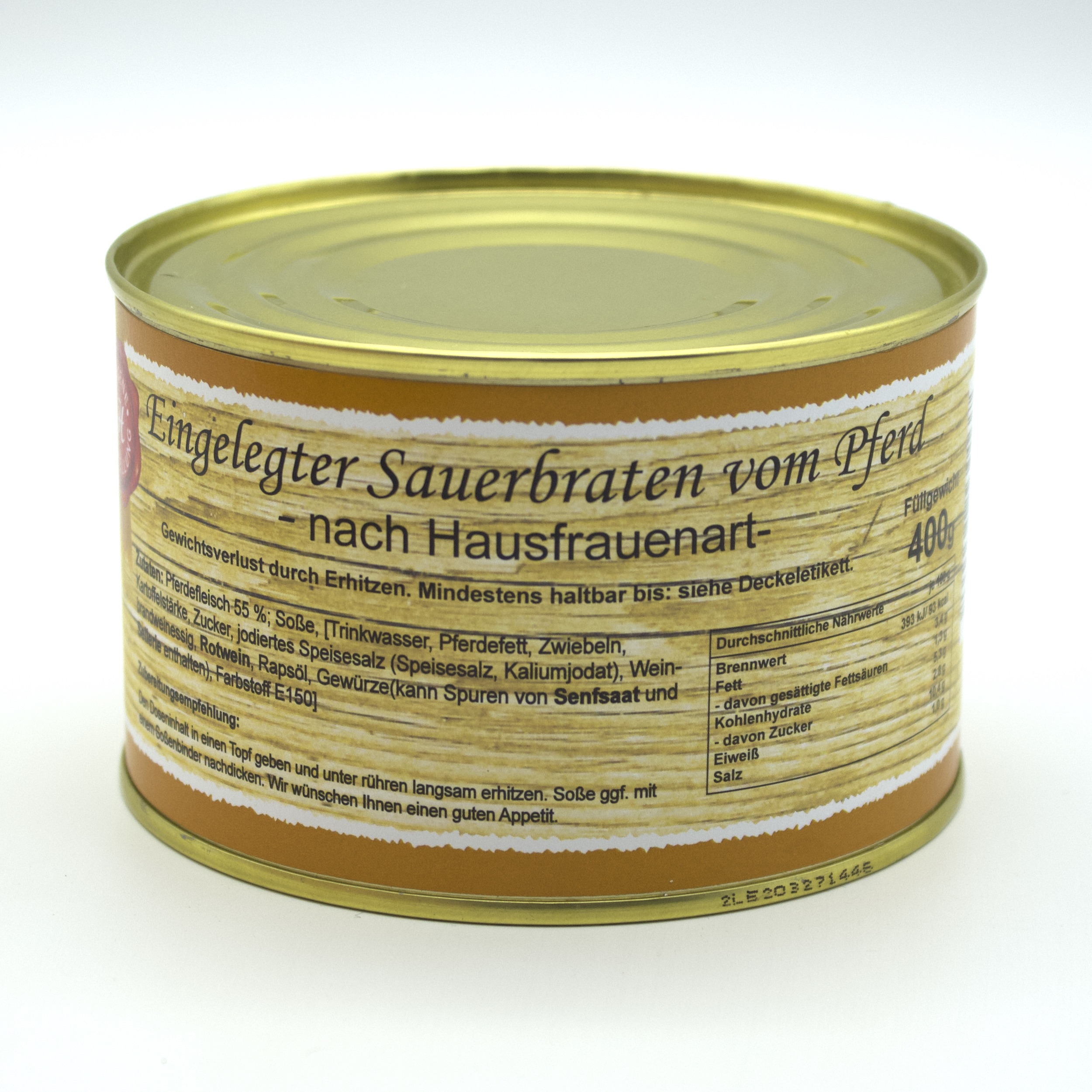 kleine Dosen eingelegten Sauerbraten nach Hausfrauenart