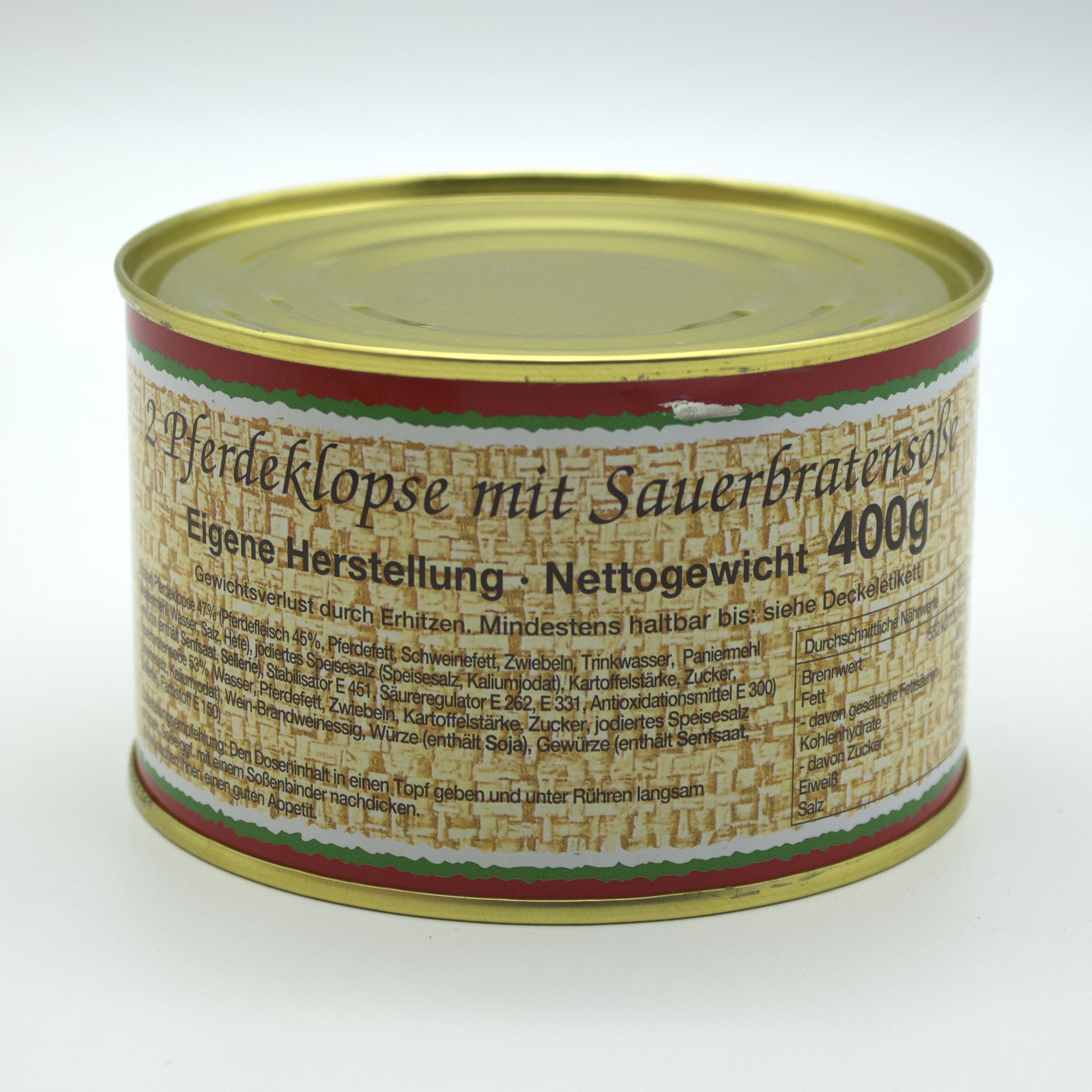 2 Pferdeklopse mit Sauerbratensoße- 400g (enthält Schweinefett)